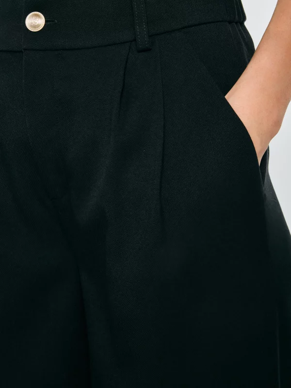 Spodnie damskie wide z dodatkiem wiskozy czarne Alisa 906