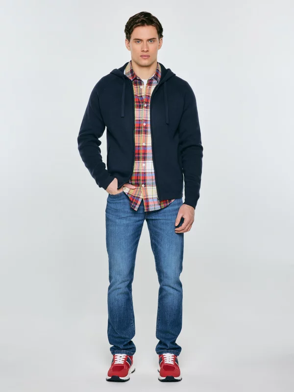 Sweter męski rozpinany z kapturem granatowy Hoodian 403