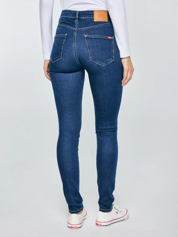 Jeansy damskie skinny z wysokim stanem granatowe Clara 658