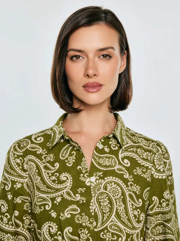 Sukienka damska midi ze wzorem paisley zielona Mazekin 301