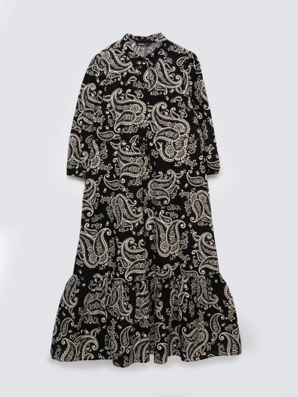 Sukienka damska midi ze wzorem paisley czarna Mazekin 907