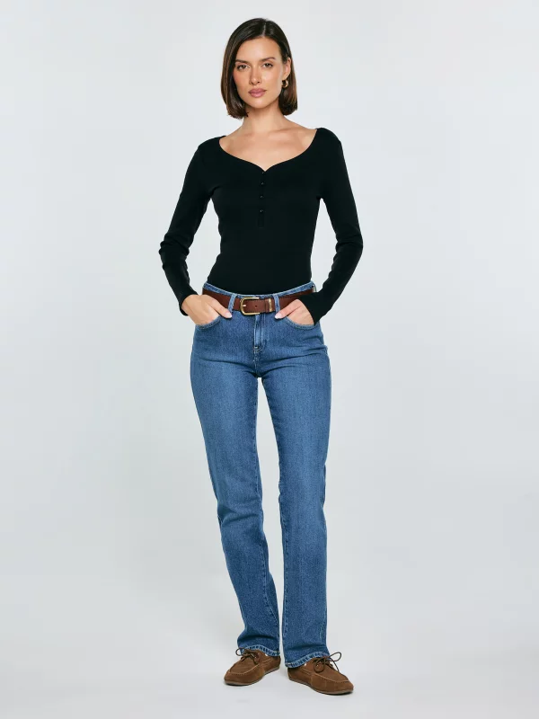 Bluzka damska z prążkowanej dzianiny czarna Nathalie 906