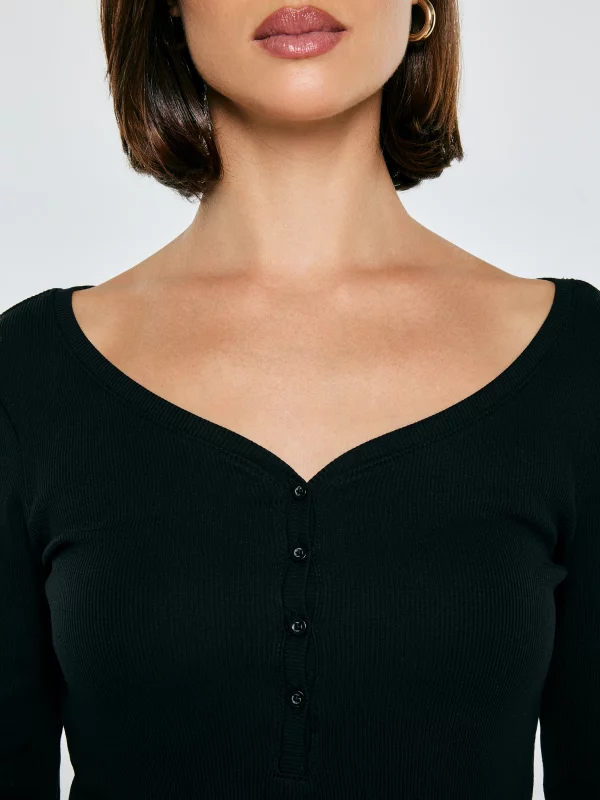 Bluzka damska z prążkowanej dzianiny czarna Nathalie 906