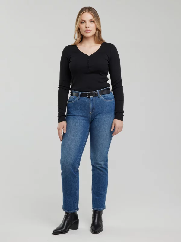 Bluzka damska z prążkowanej dzianiny czarna Nathalie 906