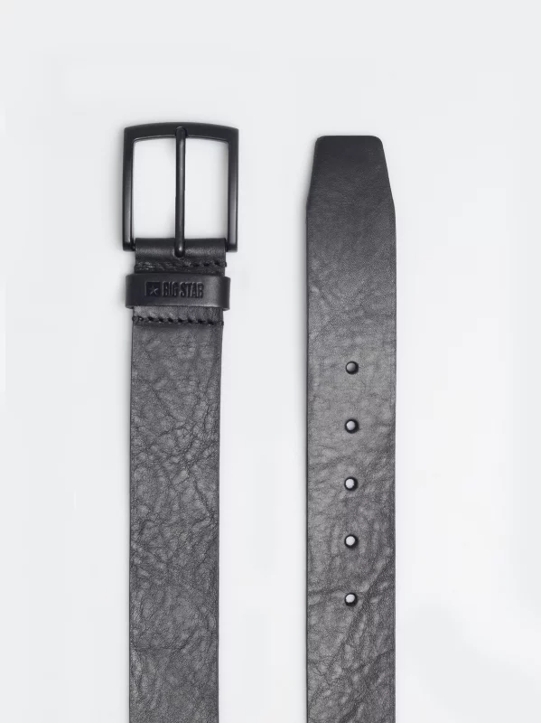 Pasek męski skórzany czarny Kiris 906