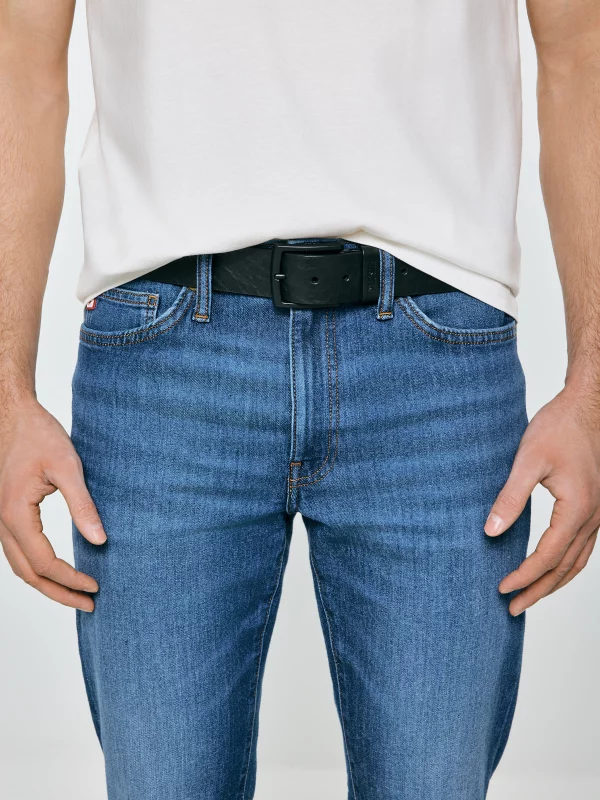 Pasek męski skórzany czarny Kiris 906