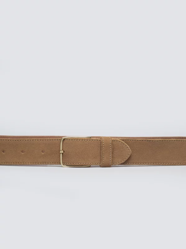 Pasek damski skórzany zamszowy beżowy Odina 801