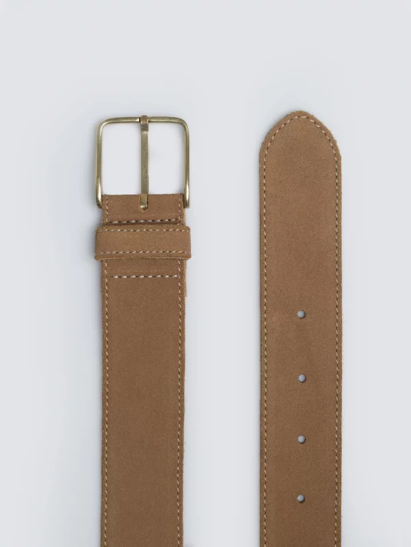 Pasek damski skórzany zamszowy beżowy Odina 801