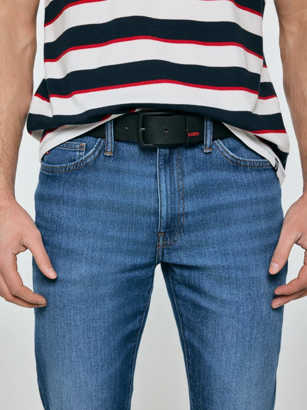 Pasek męski skórzany czarny Piros 906