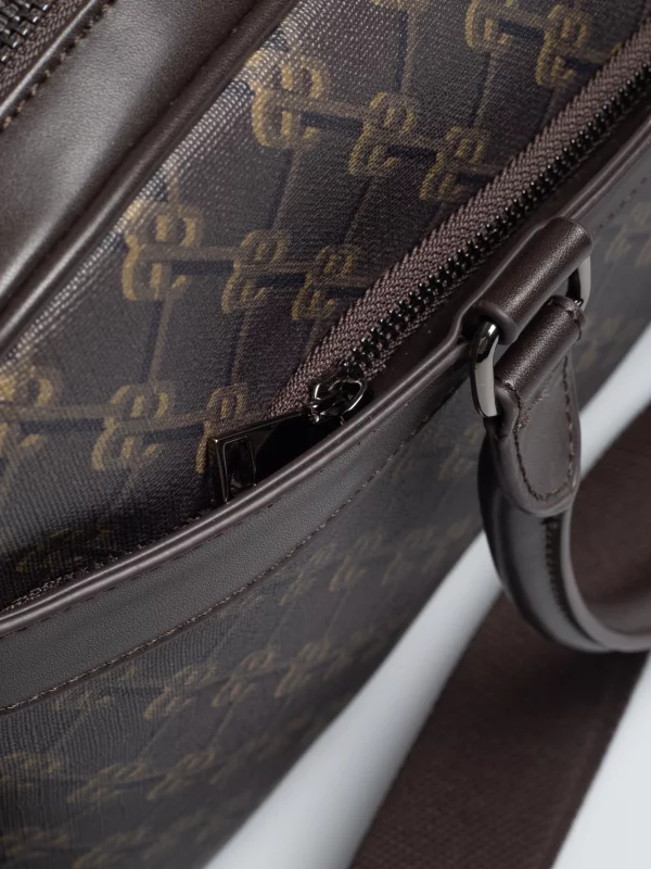 Torba na laptopa z monogramem brązowa Revon 803