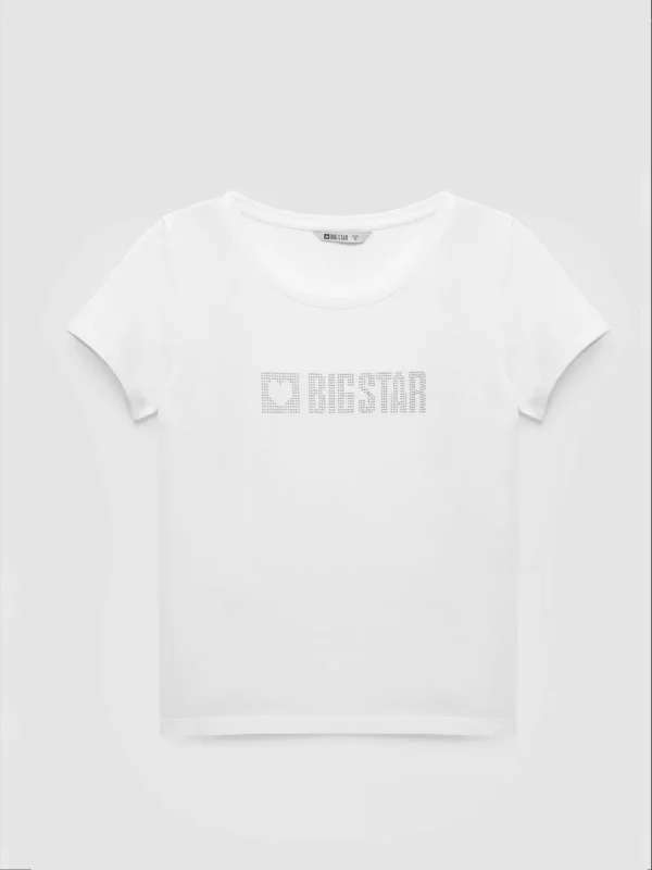 Koszulka damska z logo BIG STAR z cyrkonii biała Avra 100