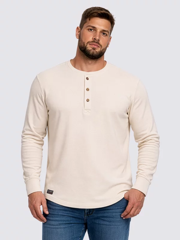 Bluzka męska z długim rękawem kremowa Merrts 103