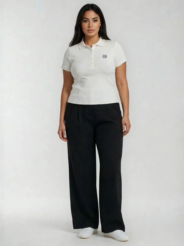 Spodnie damskie wide z dodatkiem wiskozy czarne Alisa 906