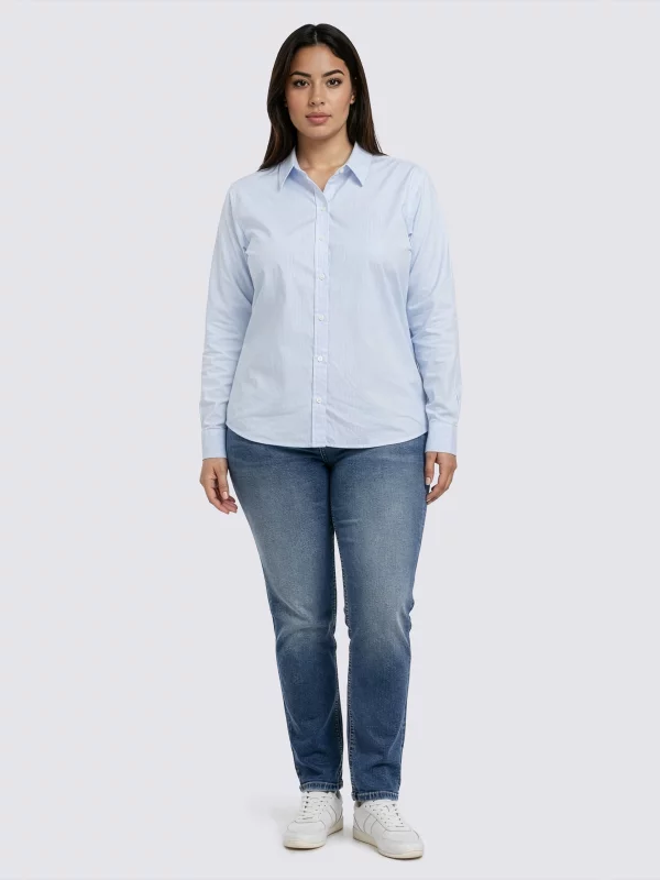 Koszula damska w paski niebieska Goplo 400