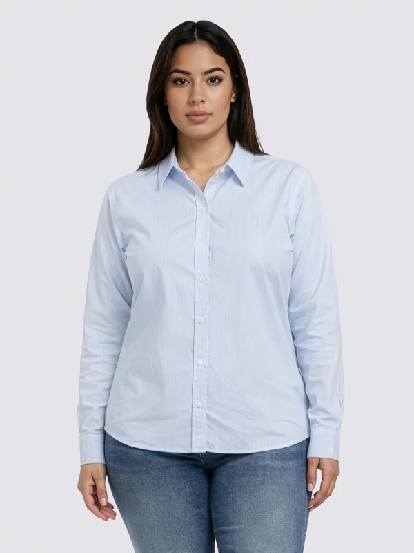 Koszula damska w paski niebieska Goplo 400