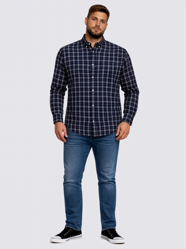 Koszula męska flanelowa w kratę granatowa Meridenisoni 403