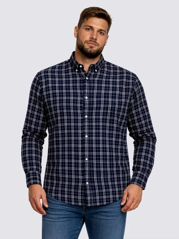 Koszula męska flanelowa w kratę granatowa Meridenisoni 403