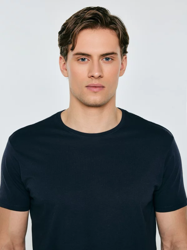 Koszulka męska bawełniana granatowa Basic 403