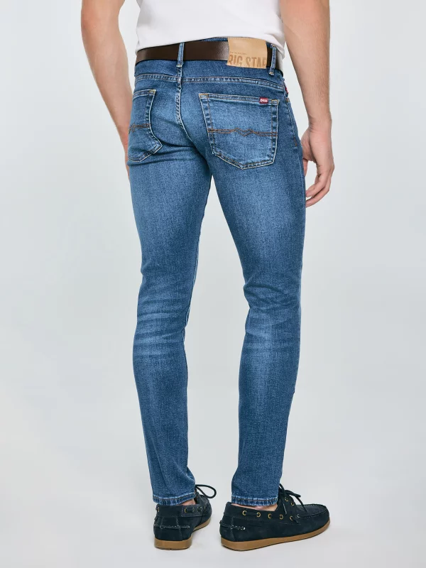 Jeansy męskie skinny z przetarciami niebieskie Deric 368