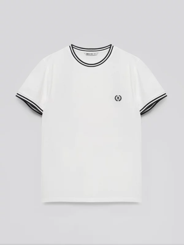 Koszulka męska z kontrastowym wykończeniem biała Polias 100