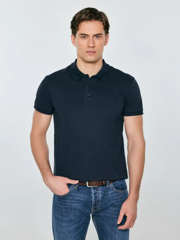 Koszulka męska polo granatowa Markolinos 403