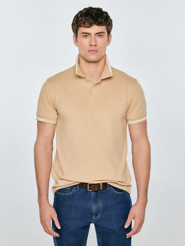 Koszulka męska polo beżowa Wladym 801