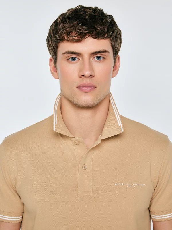 Koszulka męska polo beżowa Wladym 801