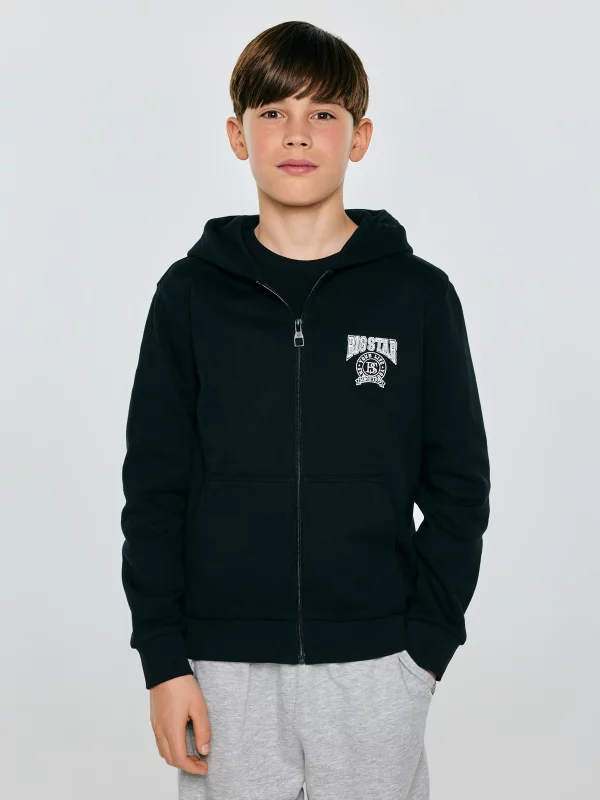 Bluza chłopięca rozpinana z kapturem czarna Aroner 906