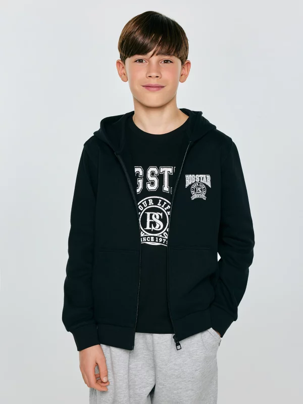 Bluza chłopięca rozpinana z kapturem czarna Aroner 906