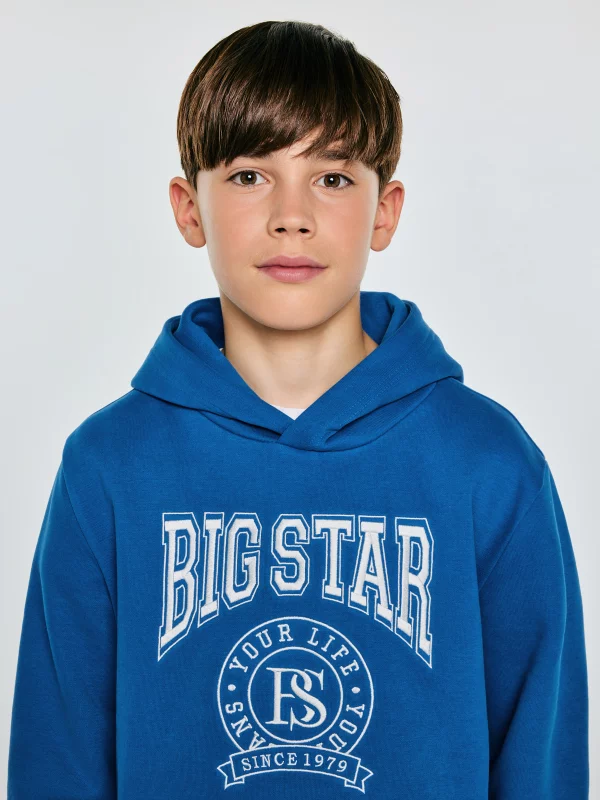 Bluza chłopięca z kapturem niebieska Lamen 402