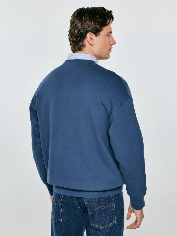 Bluza męska oversize z nadrukiem niebieska Leonar 402