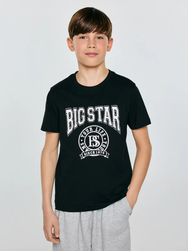 Koszulka chłopięca z nadrukiem czarna Mauter 906