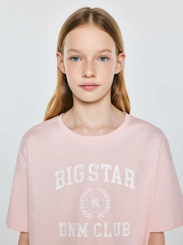 Koszulka dziewczęca z nadrukiem różowa Minka 600