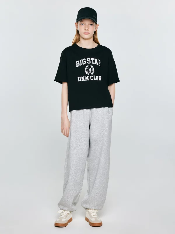 Koszulka dziewczęca z nadrukiem czarna Minka 906