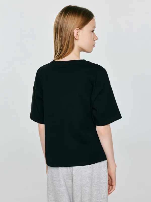 Koszulka dziewczęca z nadrukiem czarna Minka 906