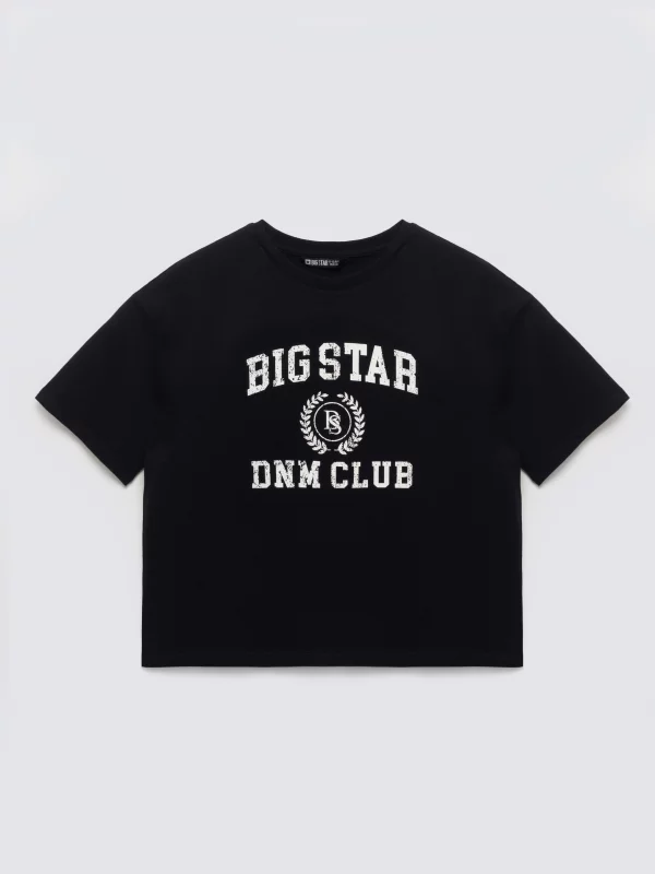 Koszulka dziewczęca z nadrukiem czarna Minka 906