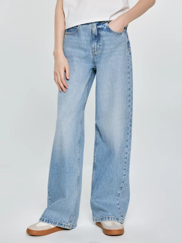 Jeansy dziewczęce z szeroką nogawką niebieskie Natalie 165