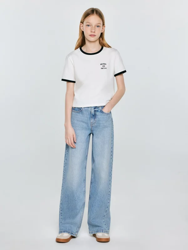 Jeansy dziewczęce z szeroką nogawką niebieskie Natalie 165