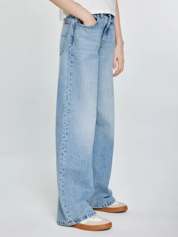 Jeansy dziewczęce z szeroką nogawką niebieskie Natalie 165