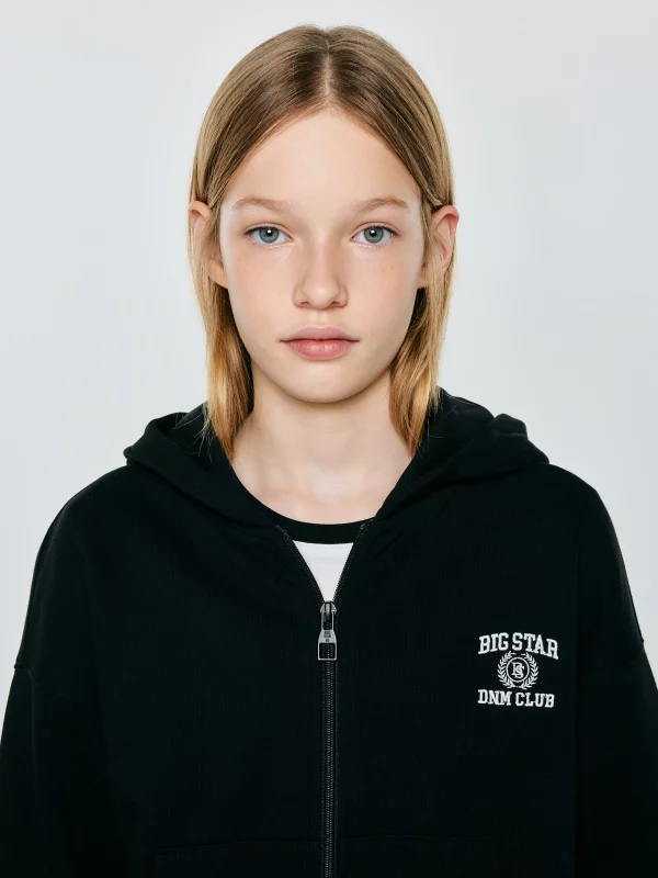 Bluza dziewczęca rozpinana z kapturem czarna Nomah 906