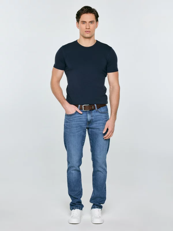 Koszulka męska slim z bawełny supima granatowa Supiclassic 403