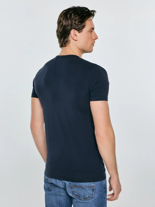 Koszulka męska slim z bawełny supima granatowa Supiclassic 403