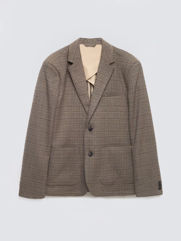 Marynarka męska z dodatkiem wełny w kratę brązowa Branson 803