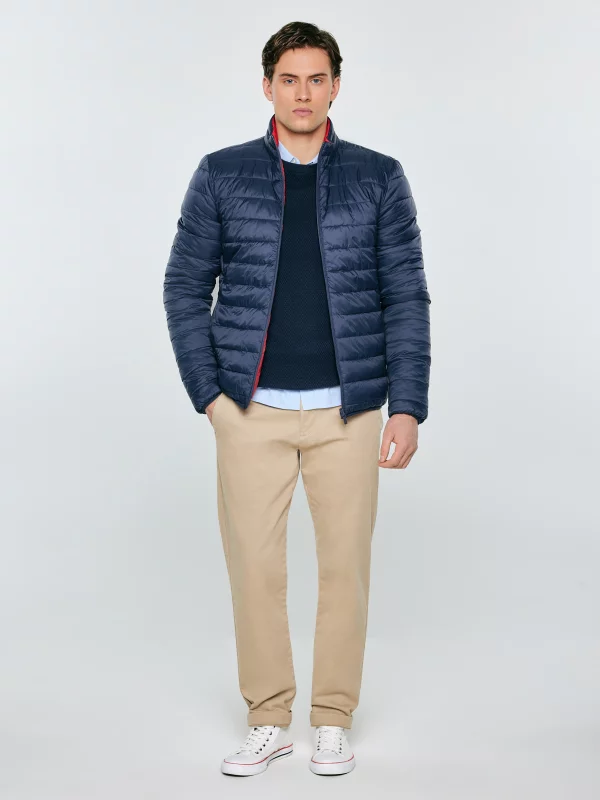 Kurtka męska pikowana dwustronna ze stójką granatowa Abelard 404