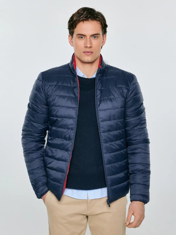 Kurtka męska pikowana dwustronna ze stójką granatowa Abelard 404