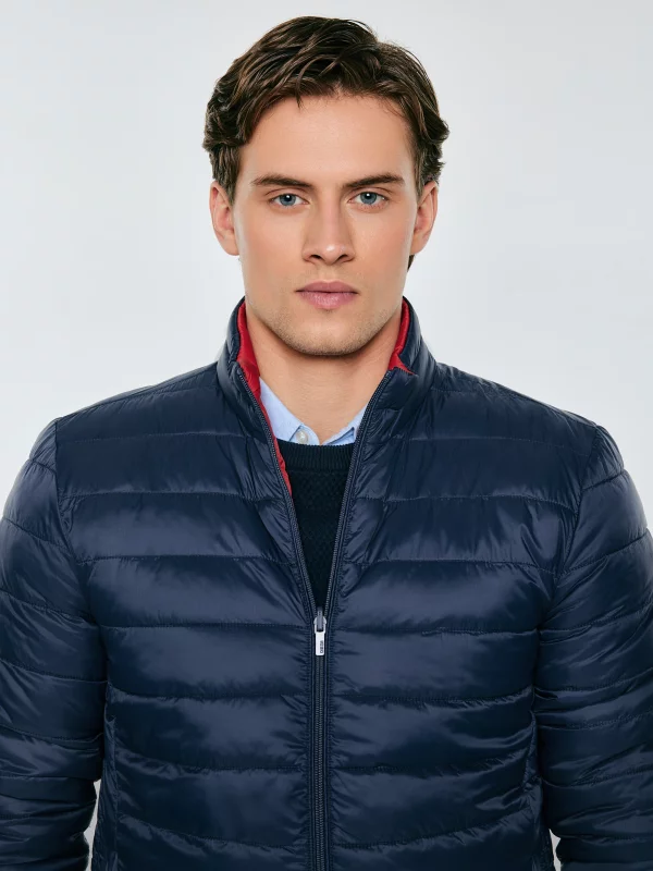 Kurtka męska pikowana dwustronna ze stójką granatowa Abelard 404