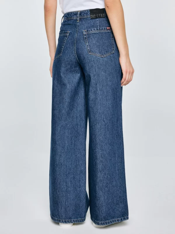 Jeansy damskie z szeroką nogawką granatowe Emily 532