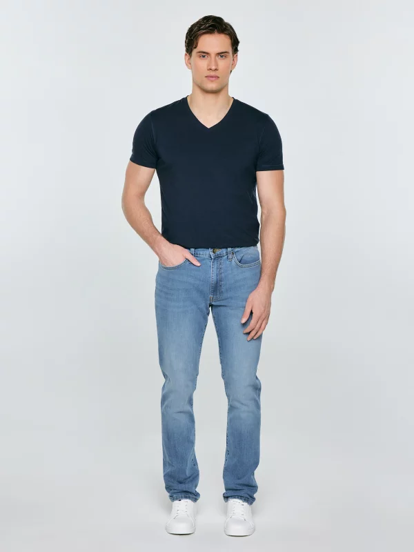 Jeansy męskie z przetarciami niebieskie Terry Carrot 133