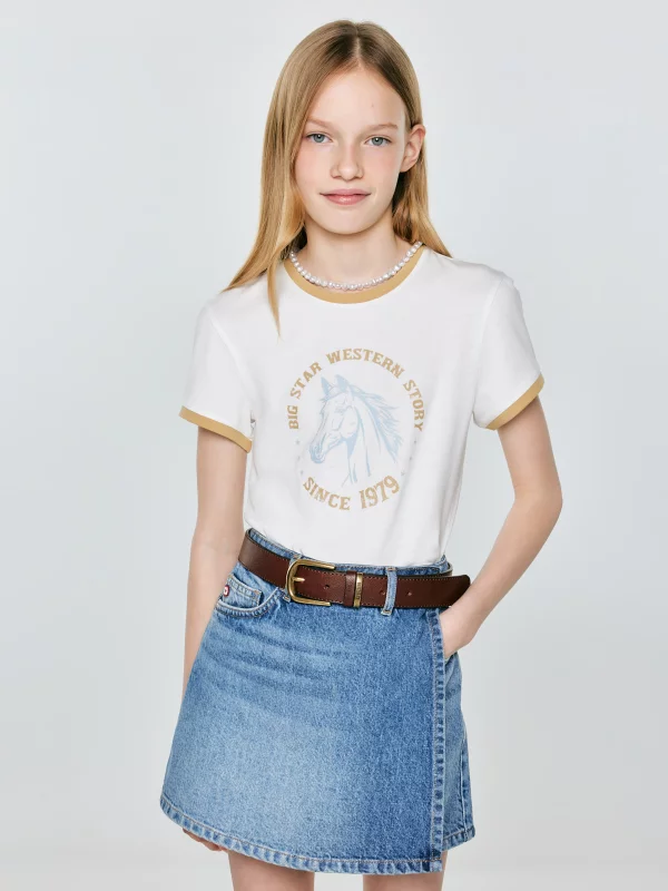 Koszulka dziewczęca z nadrukiem biała Bettarca 100