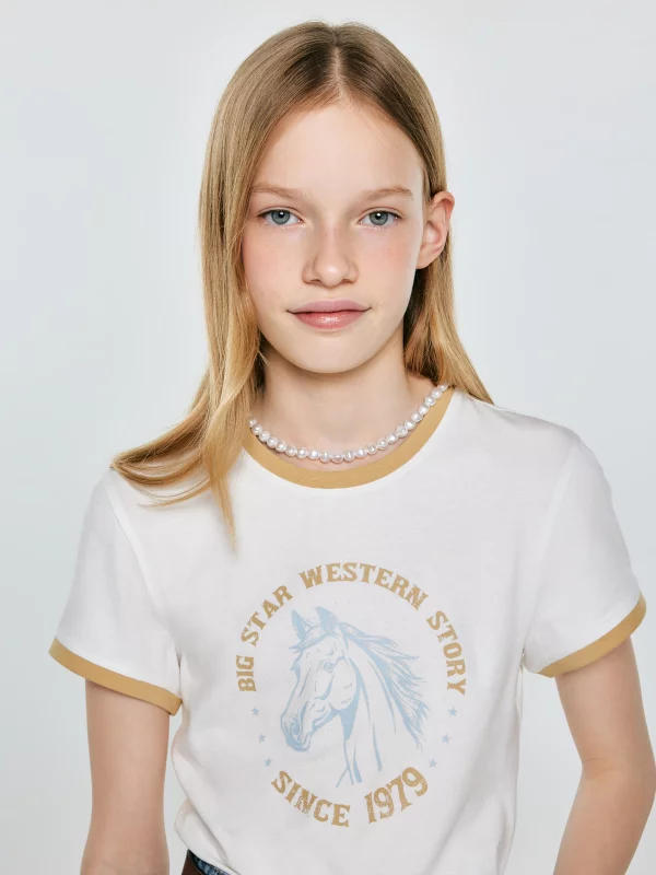 Koszulka dziewczęca z nadrukiem biała Bettarca 100